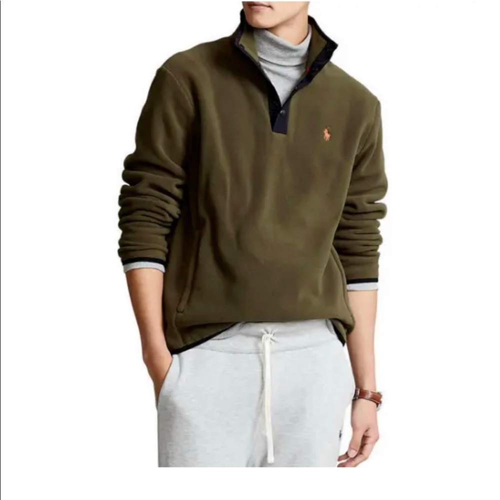 POLO RALPH LAUREN MENS OLIVE GREEN FLEECE PULLOVER SIZE XXL NWT